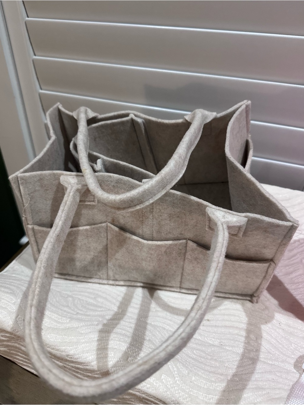 NWOT Neutral Soft Bedside Organizer/Diaper Caddy/House Basket